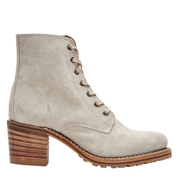 Frye Shoes - TRENDING Frye Sabrina 6G White Grey Suede Leather Lace Up Moto Combat Ankle Boot